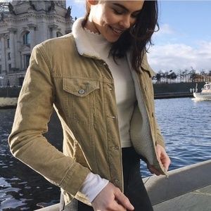 NWOT tan Shaine corduroy fur jacket